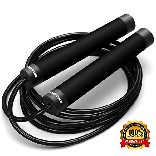 Ballistyx Jump Rope - Premium Speed Jump Rope with 360 Degree Spin, Silicone Grips, Steel Handles and Adjustable Power Cable - for Crossfit, Gym & Home Fitness Workouts & More 25