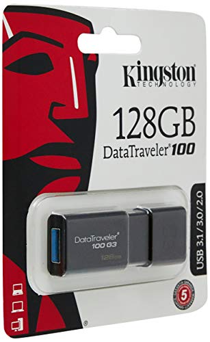 Kingston Digital 128GB DataTraveler 100 G3 USB 3.0 100MB/s Read, 10MB/s Write (DT100G3/128GB) 25
